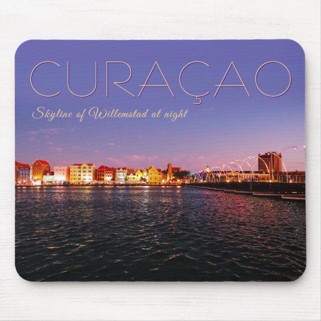 Skyline of Willemstad at Night Mouse Pad (Front)