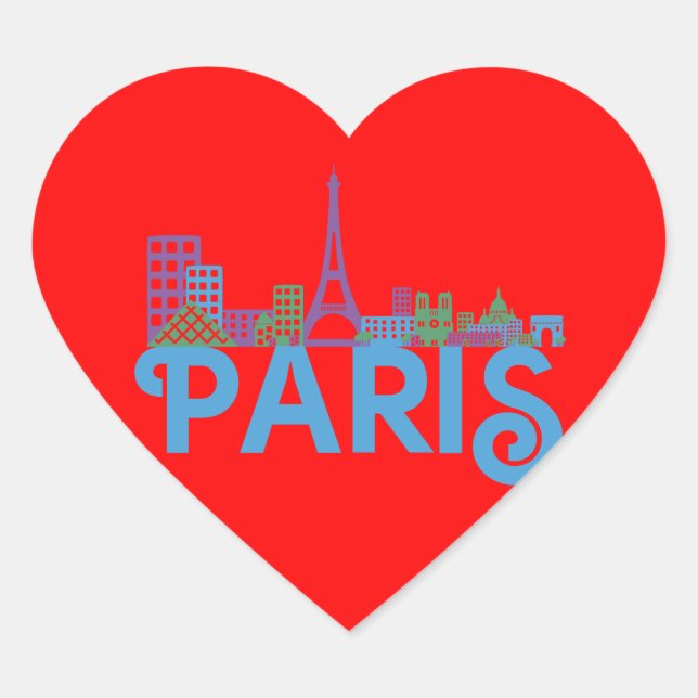 Skyline Paris Heart Sticker (Front)