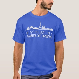 Skyline Paris Silhouette Gps Coordinates 2 T-Shirt