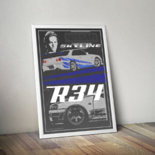 Skyline R34 Fast & Furious  Poster