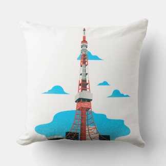 "Skyline Serenity: Blue Tower Pillow" Cushion