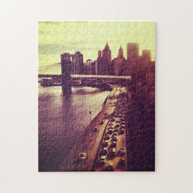 Skyline Sunset - Brooklyn Bridge and NYC Cityscape Jigsaw Puzzle (Vertical)