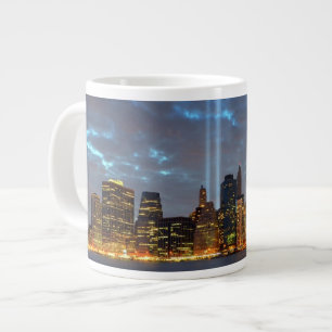 Skyline view of city in night. large coffee mug