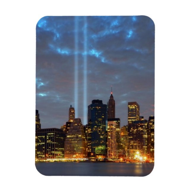 Skyline view of city in night. magnet (Vertical)