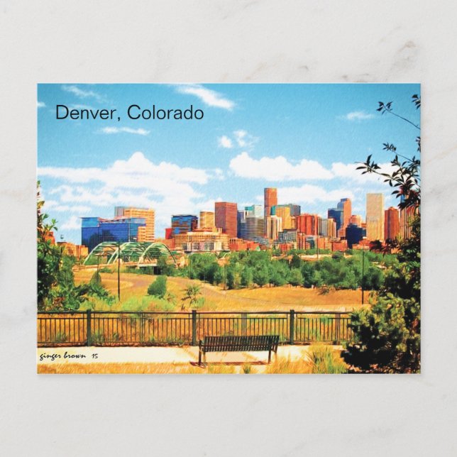 Skyline View Of Downtown Denver, Colorado Postcard (Front)