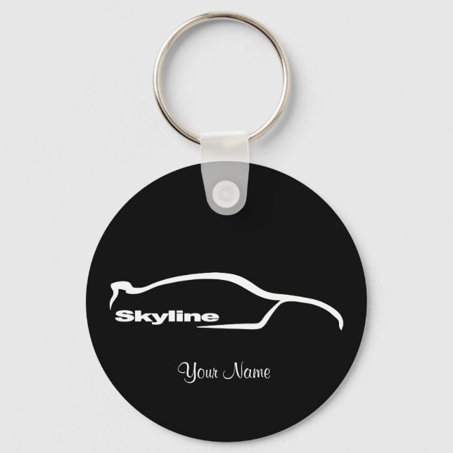 Skyline White Silhouette Logo Key Ring (Front)