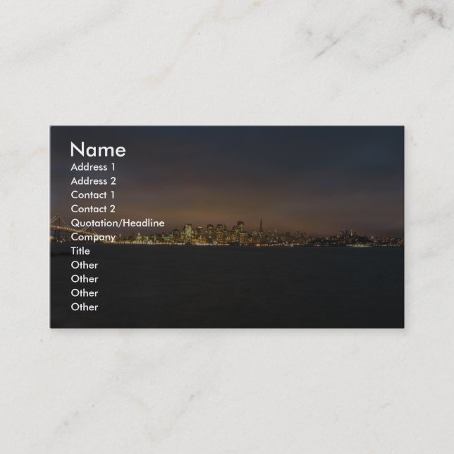 Skyline With Illuminated City Glow In Clouds On Sa Business Card (Front)