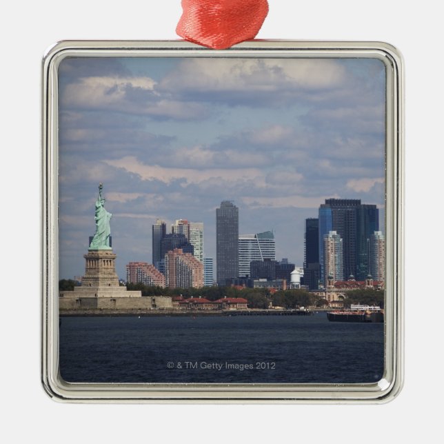 Skyline with Statue of Liberty Metal Ornament (Front)
