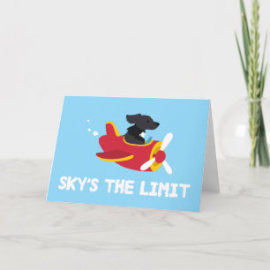 Sky's the Limit Dog Flying Aeroplane Greeting Card
