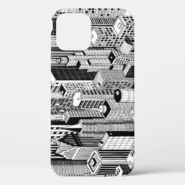 Skyscraper city illustration, isometric seamless p Case-Mate iPhone case (Back)