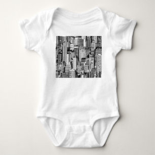 Skyscraper City Isometric Seamless Texture Baby Bodysuit