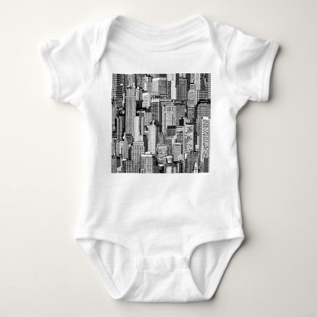 Skyscraper City Isometric Seamless Texture Baby Bodysuit (Front)