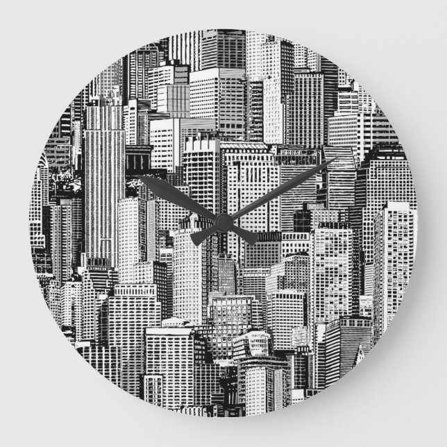 Skyscraper City Isometric Seamless Texture Large Clock (Front)