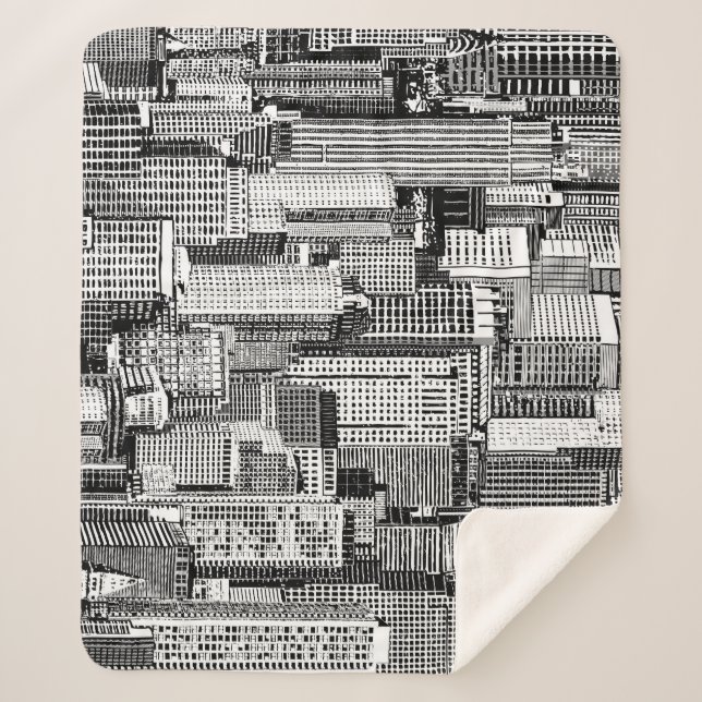 Skyscraper City Isometric Seamless Texture Sherpa Blanket (Front)