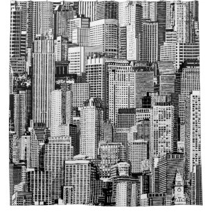 Skyscraper City Isometric Seamless Texture Shower Curtain