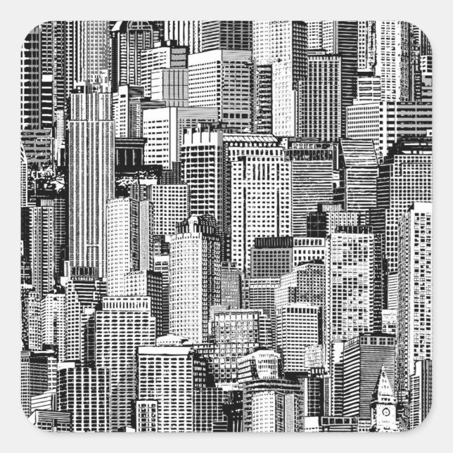 Skyscraper City Isometric Seamless Texture Square Sticker (Front)