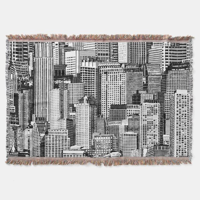 Skyscraper City Isometric Seamless Texture Throw Blanket (Front)