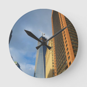 Skyscraper Reflections of New York Round Clock