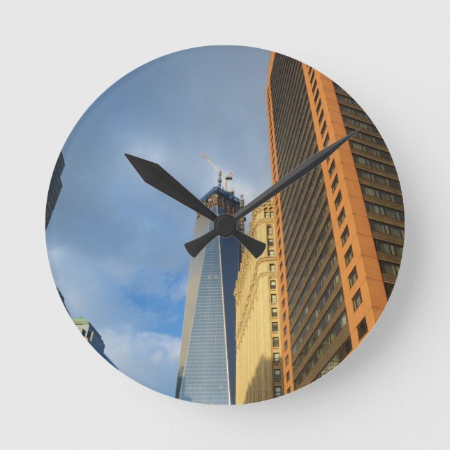 Skyscraper Reflections of New York Round Clock (Front)