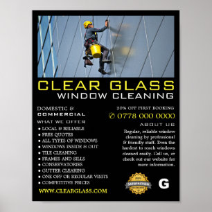 Skyscraper, Window Cleaner, Cleaning Advertising Poster