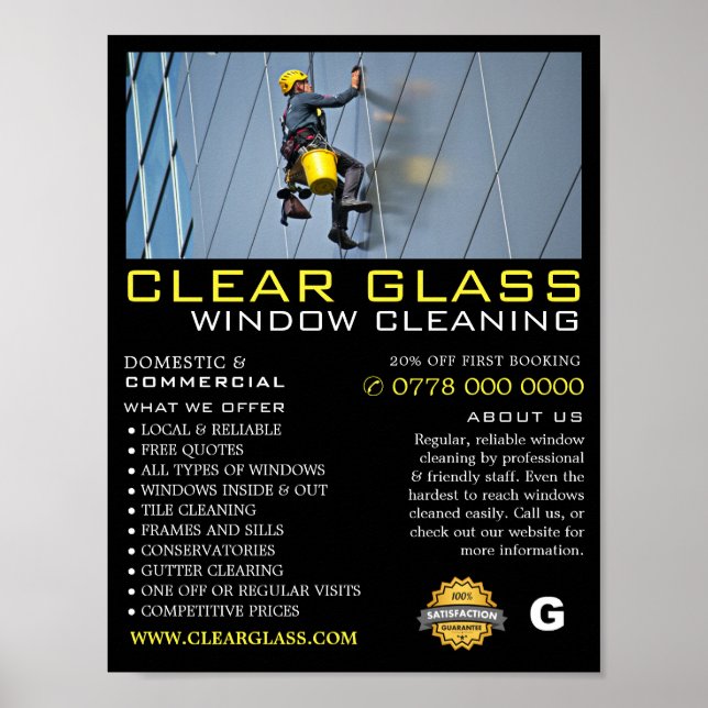 Skyscraper, Window Cleaner, Cleaning Advertising Poster (Front)