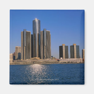 Skyscrapers by the water in Detroit Magnet