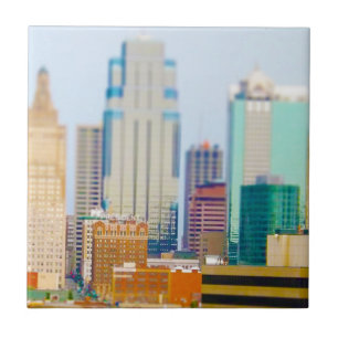 Skyscrapers High Rise Downtown Kansas City Skyline Ceramic Tile
