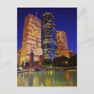Skyscrapers in downtown Houston reflected in Postcard
