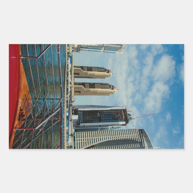 Skyscrapers in Dubai Marina Rectangular Sticker (Front)