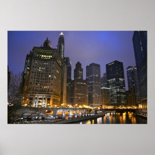 Skyscrapers on the Chicago River Poster