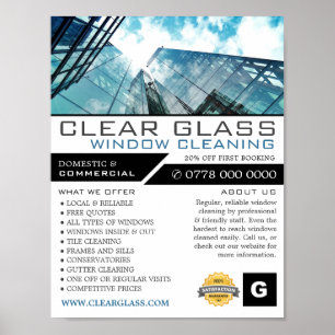 Skyscrapers, Window Cleaner, Cleaning Advertising Poster