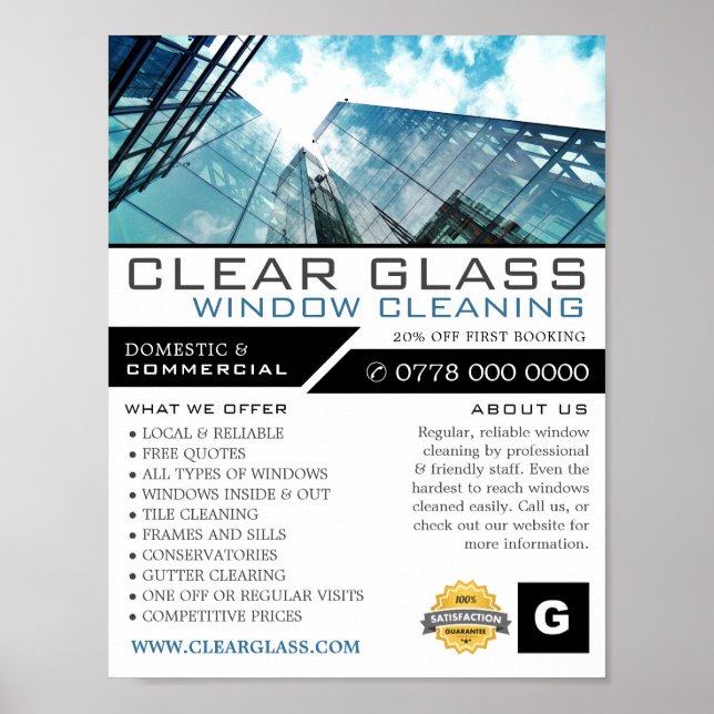 Skyscrapers, Window Cleaner, Cleaning Advertising Poster (Front)