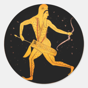 SKYTHIAN ARCHER Tondo Greek Attic Red Figure Classic Round Sticker
