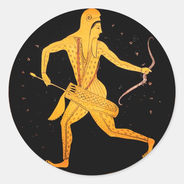 SKYTHIAN ARCHER Tondo Greek Attic Red Figure Classic Round Sticker (Front)