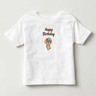 Skyward Birthday Wishes – Kawaii Cat with Balloons Toddler T-Shirt