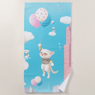 Skyward Bound Kittens Beach Towel
