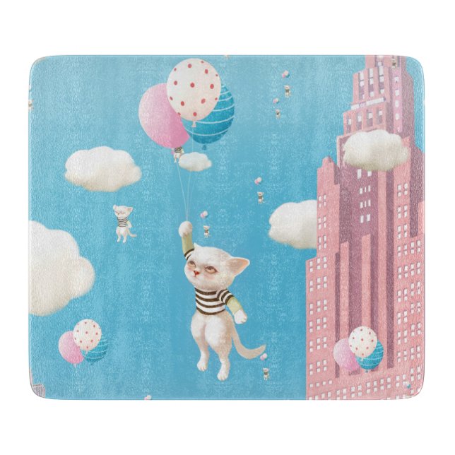 Skyward Bound Kittens Cutting Board (Front)