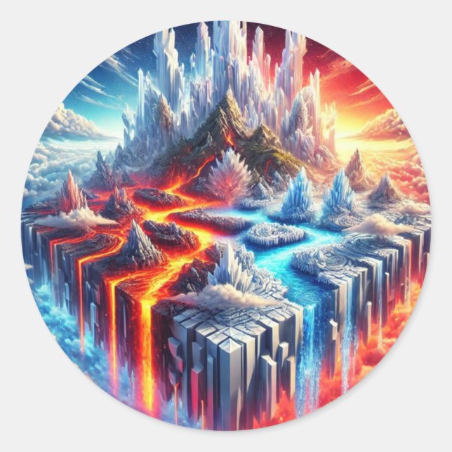Skyward Clash: The Island of Fire and Ice Classic Round Sticker (Front)