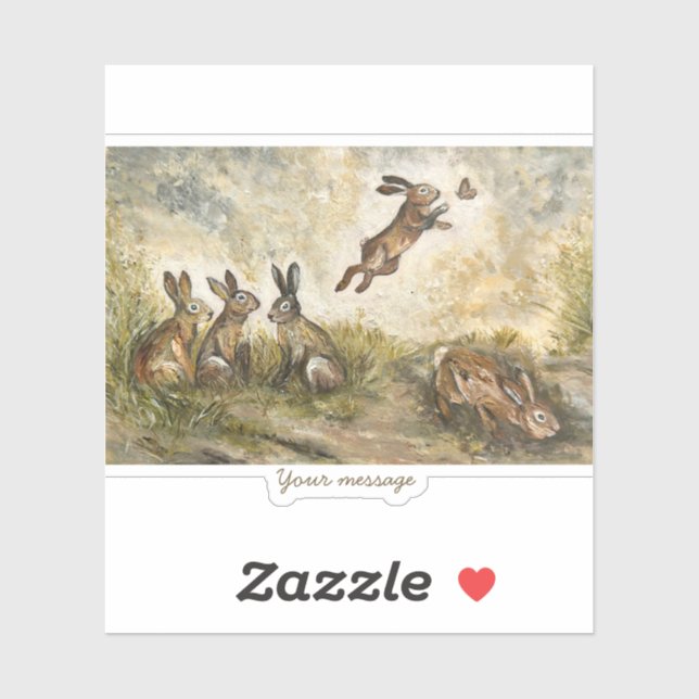 Skyward Fluff Meadow Hare Whimsical Rabbit Family  (Sheet)