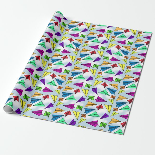 Skyward Paper Aeroplane Wrapping Paper (Unrolled)