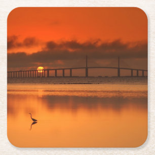 Skyway Bridge Square Paper Coaster