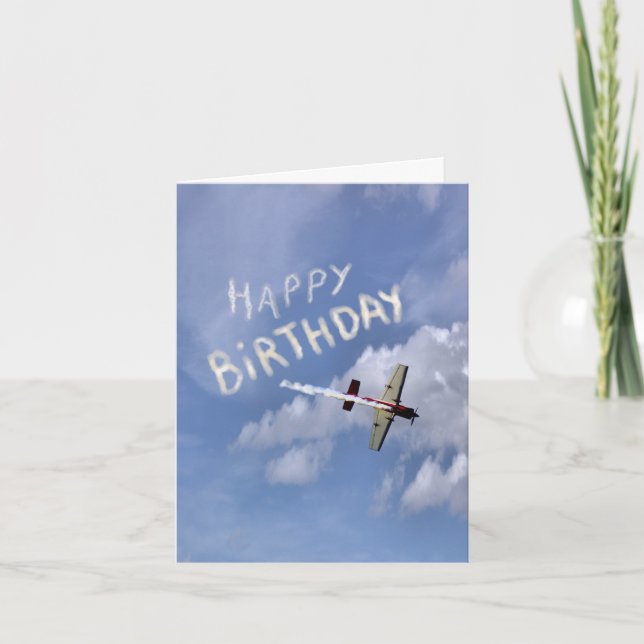 Skywriting Happy Birthday in the clouds Card (Front)