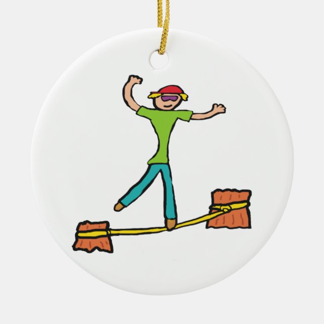 Slacklining Ceramic Ornament (Front)