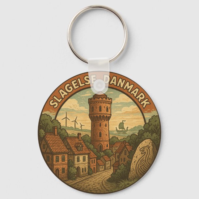 Slagelse Denmark Tower Key Ring (Front)