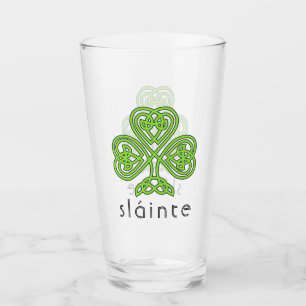 Slainte Celtic Shamrock Green St. Patrick's Day Glass