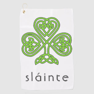 Slainte Celtic Shamrock Green St. Patrick's Day Golf Towel