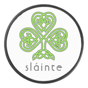 Slainte Celtic Shamrock Green St. Patrick's Day Hockey Puck