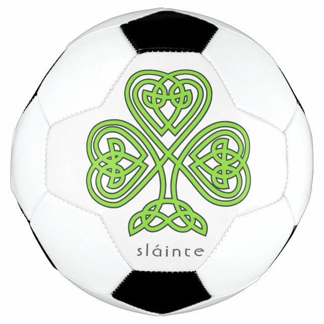 Slainte Celtic Shamrock Green St. Patrick's Day Soccer Ball (Front)