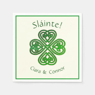 Sláinte Green Celtic Irish Shamrock Name Napkin