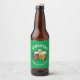 Sláinte! HAPPY ST PATRICK'S DAY Cartoon Beers Beer Bottle Label